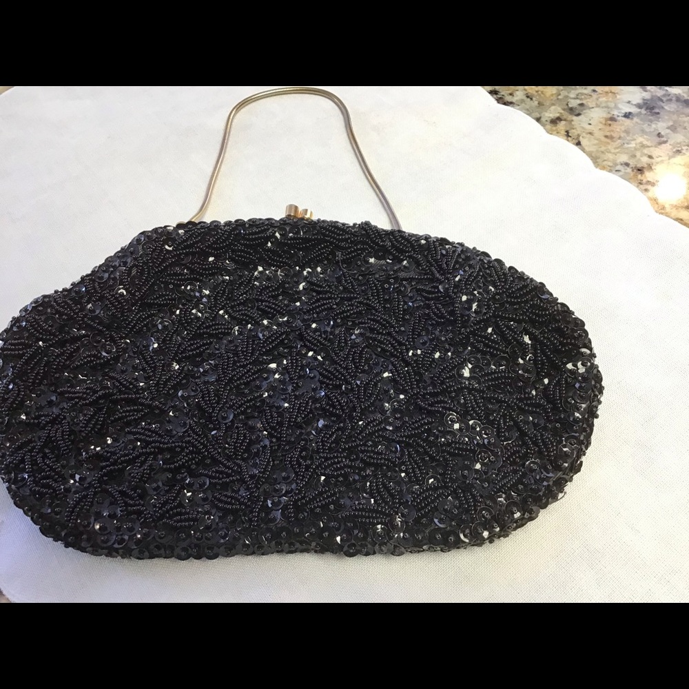 Vintage black beaded evening bag.